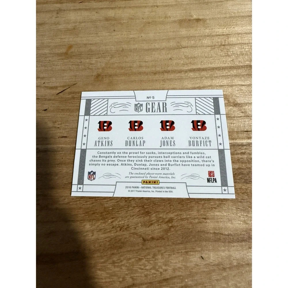 National Treasures NFL Gear Bengals Burfict Jones Dunlap‎ Atkins 60/99 2016 #5